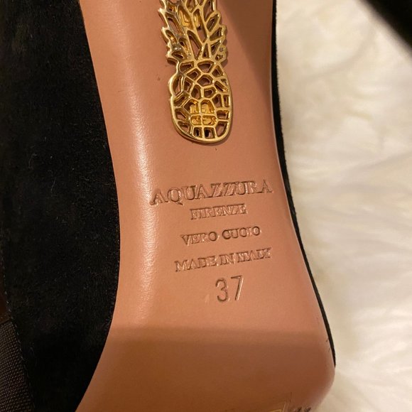 Aquazzura Black Leather Suede Strappy French Lover Booties SZ 37 - Picture 13 of 13